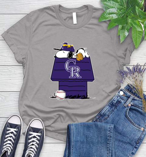 MLB Colorado Rockies Snoopy Woodstock The Peanuts Movie Baseball T Shirt Women's T-Shirt 5