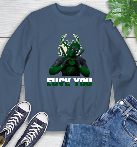 NBA Milwaukee Bucks Deadpool Love You Fuck You Basketball Sports Sweatshirt 8