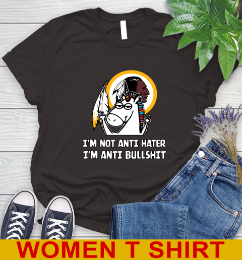 Washington Redskins NFL Football Unicorn I'm Not Anti Hater I'm Anti Bullshit Women's T-Shirt 8