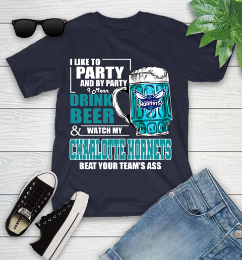 NBA Drink Beer and Watch My Charlotte Hornets Beat Your Team' Ass Youth T-Shirt 2