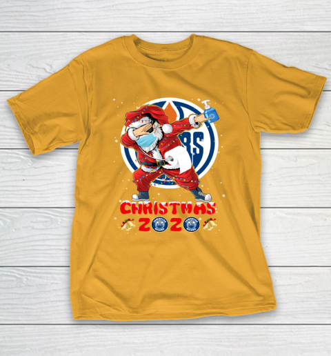 Edmonton Oilers Funny Santa Claus Dabbing Christmas 2020 NHL T-Shirt 2