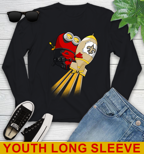 NFL Football New Orleans Saints Deadpool Minion Marvel Shirt Youth Long Sleeve