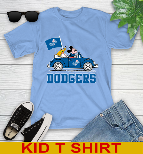 MLB Baseball Los Angeles Dodgers Pluto Mickey Driving Disney Shirt Youth T-Shirt 11