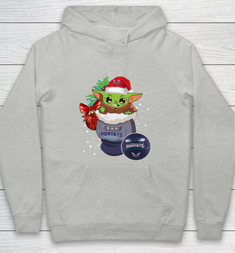 Charlotte Hornets Christmas Baby Yoda Star Wars Funny Happy NBA Youth Hoodie 2