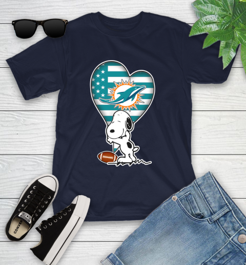 Miami Dolphins NFL Football The Peanuts Movie Adorable Snoopy Youth T-Shirt 3