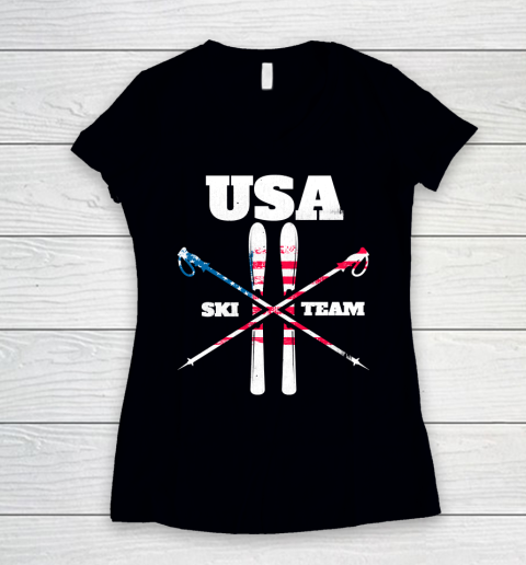 Team USA Ski Winter Olympics 2021 Women's V-Neck T-Shirt