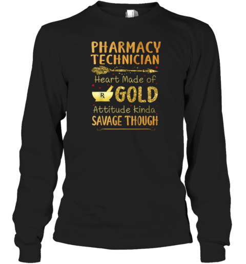 Pharmacy Technician Heart Made Of Gold Long Sleeve T-Shirt