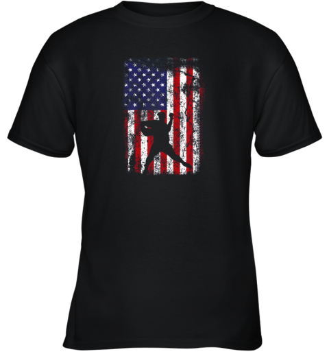 Baseball Pitcher 4th Of July Patriotic American USA Flag Youth T-Shirt