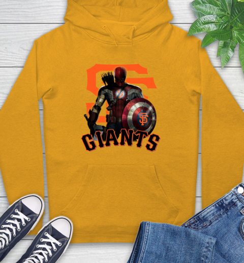 MLB Captain America Thor Spider Man Hawkeye Avengers Endgame Baseball San Francisco Giants Hoodie 3
