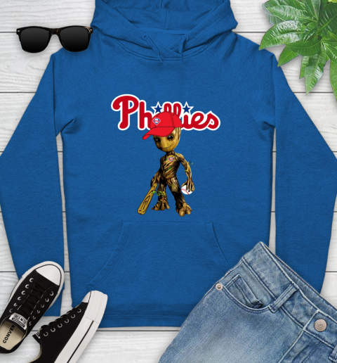 MLB Philadelphia Phillies Groot Guardians Of The Galaxy Baseball Youth Hoodie 9