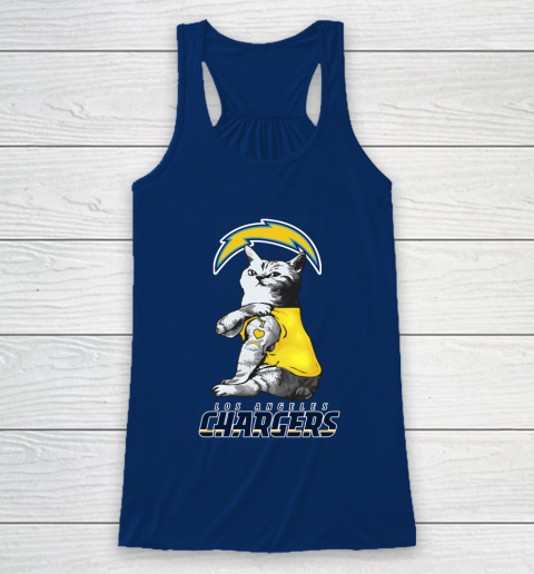 NFL Football My Cat Loves Los Angeles Chargers Racerback Tank 6