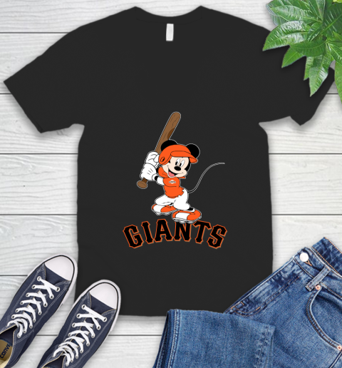 MLB Baseball San Francisco Giants Cheerful Mickey Mouse Shirt V-Neck T-Shirt