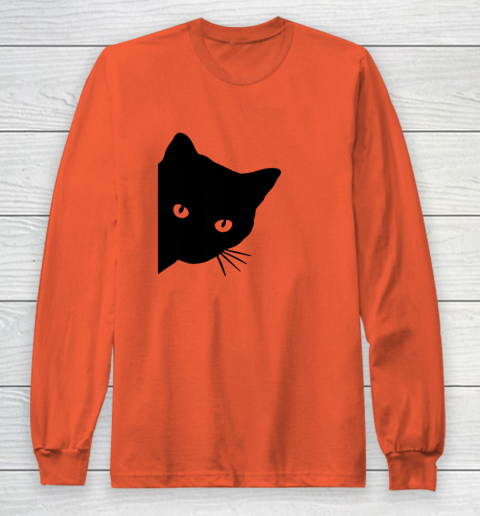 Black Cat Face Watching Funny Cat Halloween Gifts Cat Lovers T Shirt.QZSPTYUYC4 Long Sleeve T-Shirt 3