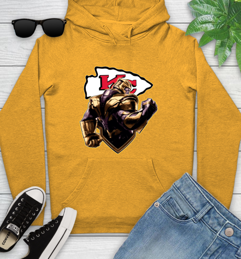 NFL Thanos Avengers Endgame Football Sports Kansas City Chiefs Youth Hoodie 3