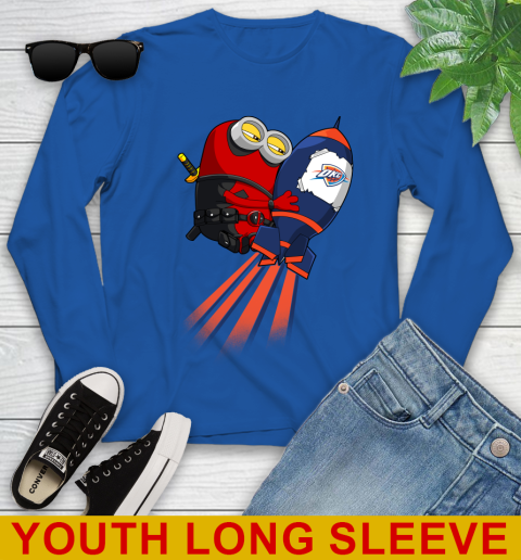 NBA Basketball Oklahoma City Thunder Deadpool Minion Marvel Shirt Youth Long Sleeve 10