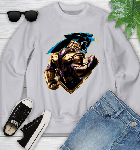 NFL Thanos Avengers Endgame Football Sports Carolina Panthers Youth Sweatshirt 4