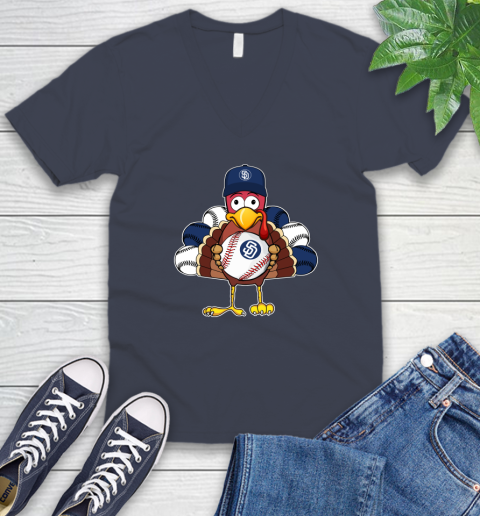 San Diego Padres Turkey thanksgiving V-Neck T-Shirt 9