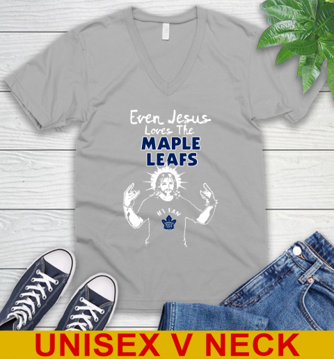 Toronto Maple Leafs NHL Hockey Even Jesus Loves The Maple Leafs Shirt V-Neck T-Shirt 3