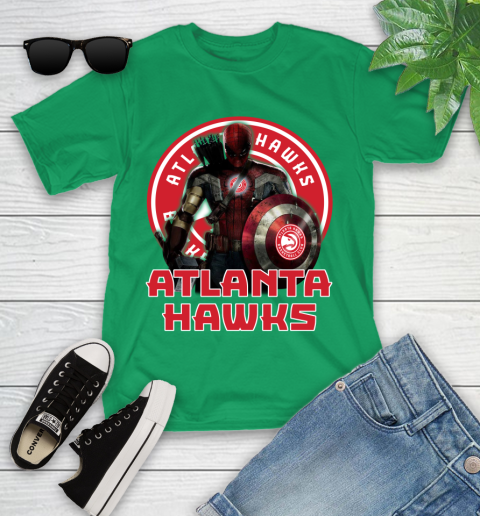 Atlanta Hawks NBA Basketball Captain America Thor Spider Man Hawkeye Avengers Youth T-Shirt 6