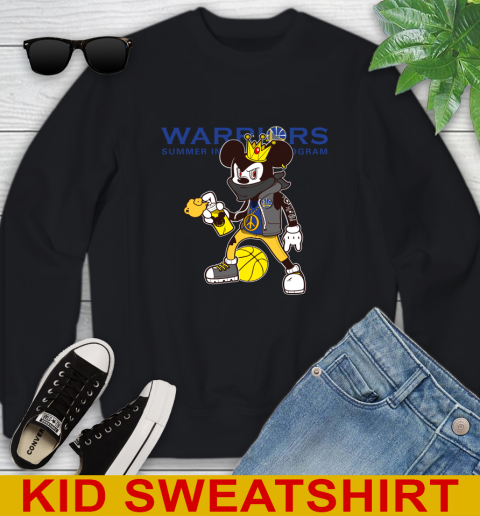 Golden State Warriors NBA Basketball Mickey Peace Sign Sports Youth Sweatshirt 2