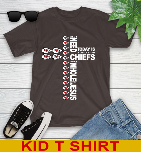 NFL All I Need Today Is A Little Bit Of Kansas City Chiefs Cross Shirt Youth T-Shirt 6