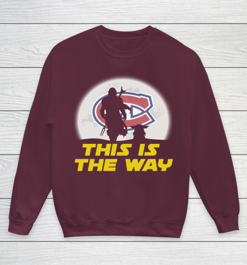 Montreal Canadiens NHL Ice Hockey Star Wars Yoda And Mandalorian This Is The Way Youth Sweatshirt 4