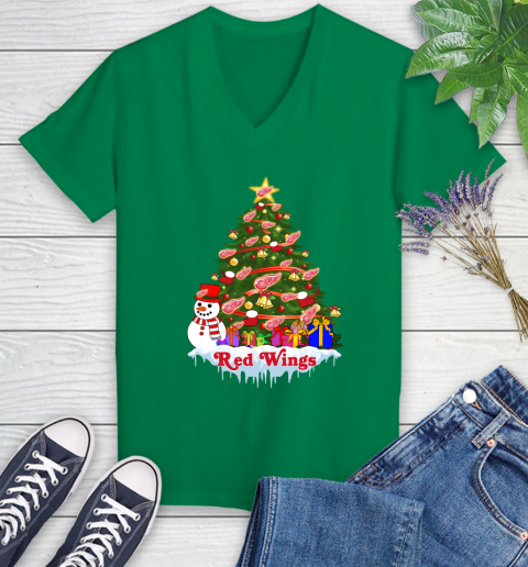 Detroit Red Wings Merry Christmas NHL Hockey Sports Women's V-Neck T-Shirt 5