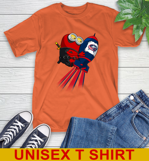 NHL Hockey Columbus Blue Jackets Deadpool Minion Marvel Shirt T-Shirt 4