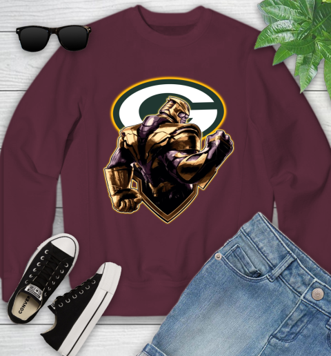 NFL Thanos Avengers Endgame Football Sports Green Bay Packers Youth Sweatshirt 5