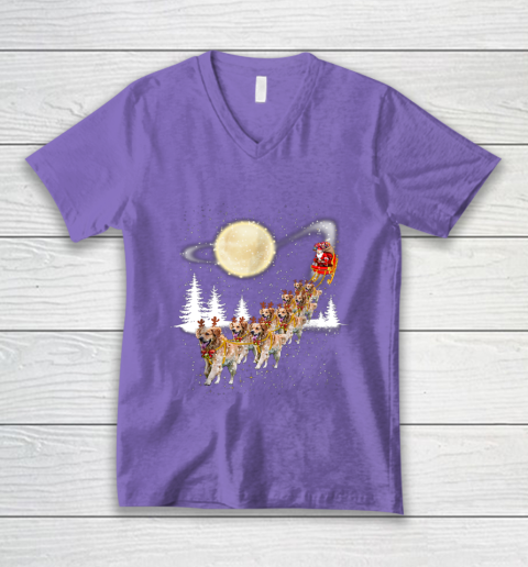 Golden Retriever Reindeer Christmas V-Neck T-Shirt 8