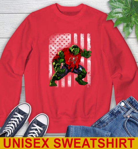 Tampa Bay Buccaneers Hulk Marvel Avengers NFL Football American Flag Sweatshirt 12