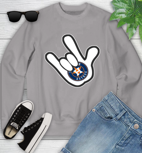Houston Astros MLB Baseball Mickey Rock Hand Disney Youth Sweatshirt 4