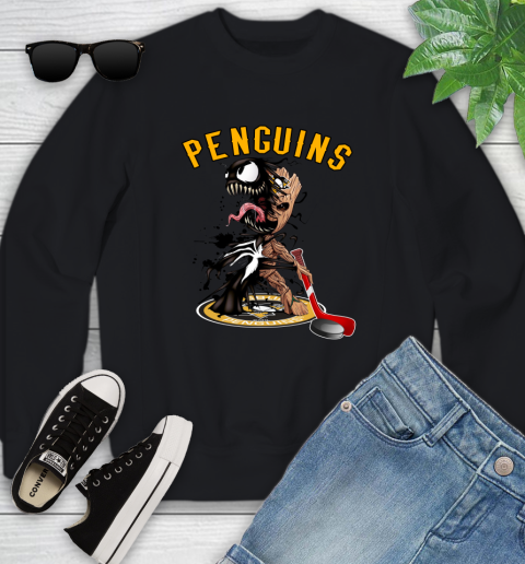 NHL Pittsburgh Penguins Hockey Venom Groot Guardians Of The Galaxy Youth Sweatshirt 2