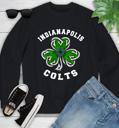 NFL Indianapolis Colts Three Leaf Clover St Patrick's Day Football Sports Youth Sweatshirt
