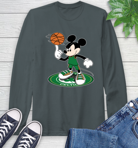 NBA Basketball Boston Celtics Cheerful Mickey Disney Shirt Long Sleeve T-Shirt 7