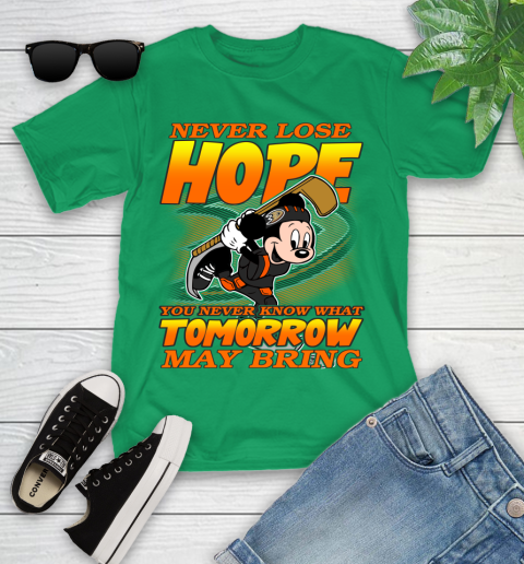 Anaheim Ducks NHL Hockey ootball Mickey Disney Never Lose Hope Youth T-Shirt 8