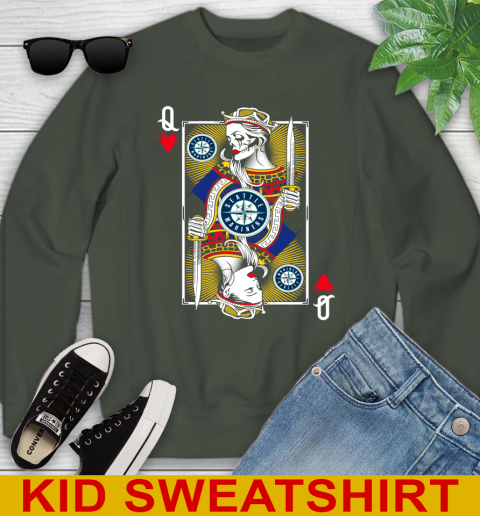 MLB Baseball Seattle Mariners The Queen Of Hearts Card Shirt Youth Sweatshirt 8