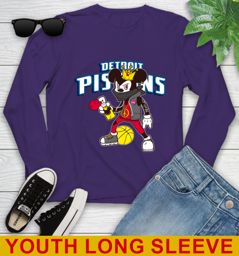 Detroit Pistons NBA Basketball Mickey Peace Sign Sports Youth Long Sleeve 5