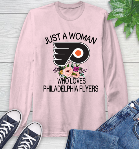 NHL Just A Woman Who Loves Philadelphia Flyers Hockey Sports Long Sleeve T-Shirt 8