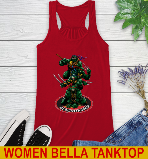 NHL Hockey Chicago Blackhawks Teenage Mutant Ninja Turtles Shirt Racerback Tank 6