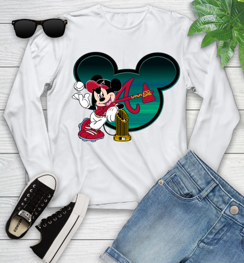 MLB Atlanta Braves The Commissioner's Trophy Mickey Mouse Disney Youth Long Sleeve