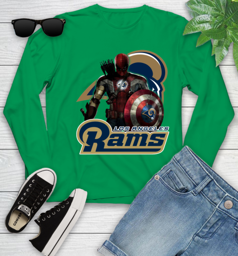 NFL Captain America Thor Spider Man Hawkeye Avengers Endgame Football Los Angeles Rams Youth Long Sleeve 6