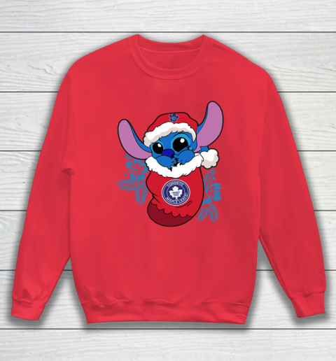 Toronto Maple Leafs Christmas Stitch In The Sock Funny Disney NHL Sweatshirt 8