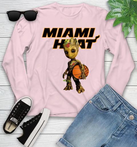 Miami Heat NBA Basketball Groot Marvel Guardians Of The Galaxy Youth Long Sleeve 10