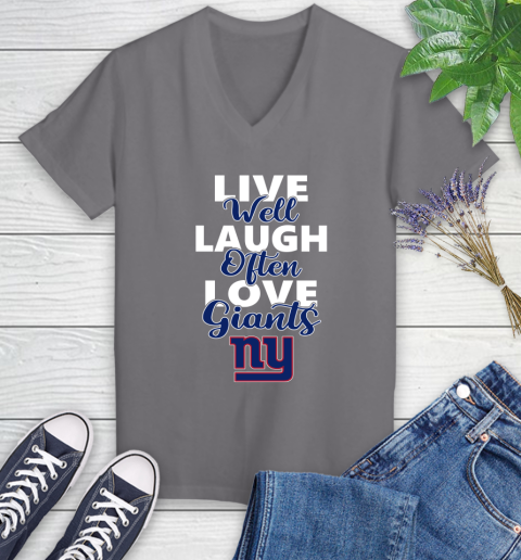 NFL Football New York Giants Live Well Laugh Often Love Shirt Women's V-Neck T-Shirt 9