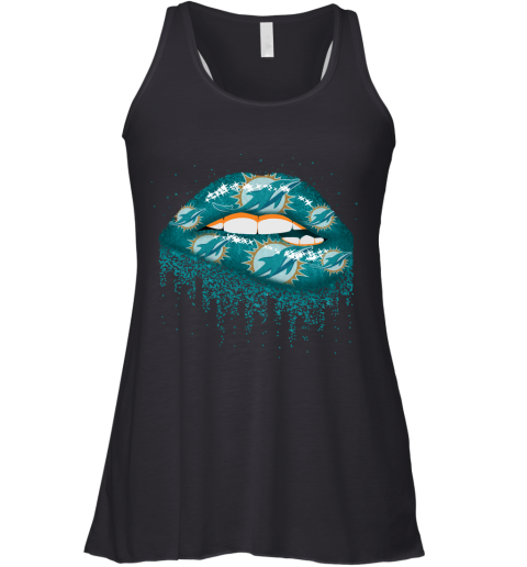 Biting Glossy Lips Sexy Miami Dolphins NFL Football Racerback Tank