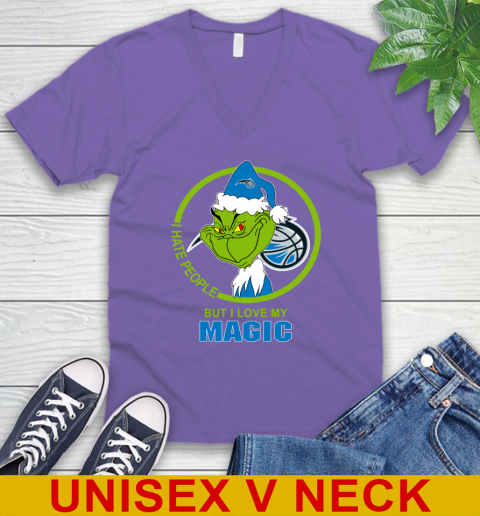 Orlando Magic NBA Christmas Grinch I Hate People But I Love My Favorite Basketball Team V-Neck T-Shirt 9