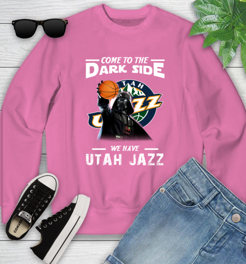 NBA Come To The Dark Side We Have Utah Jazz Star Wars Darth Vader Basketball Youth Sweatshirt 6