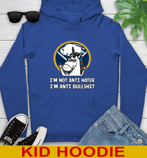 Buffalo Sabres NHL Hockey Unicorn I'm Not Anti Hater I'm Anti Bullshit Youth Hoodie 10