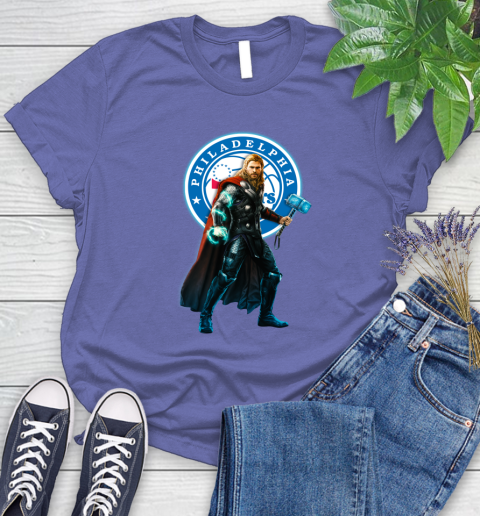 NBA Thor Avengers Endgame Basketball Philadelphia 76ers Women's T-Shirt 11